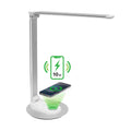 Mount-It! LED Desk Lamp with Wireless Charger and USB-C Charging Port, Dimmable Desk Lamp with 25 Brightness and Color Modes, for Home or Office, Adjustable Arm, Silver/White