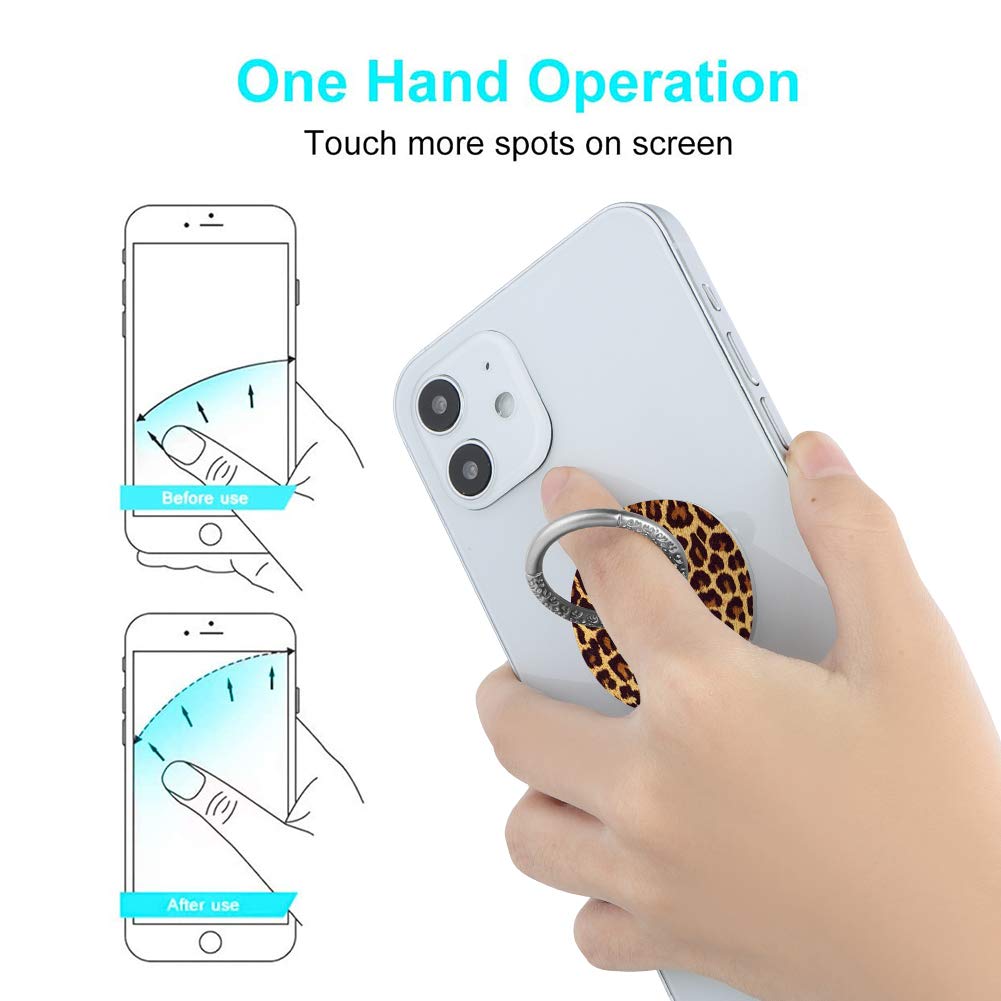 Bonoma Cell Phone Ring Holder,3-Pack 360 Degree Rotating Leopards