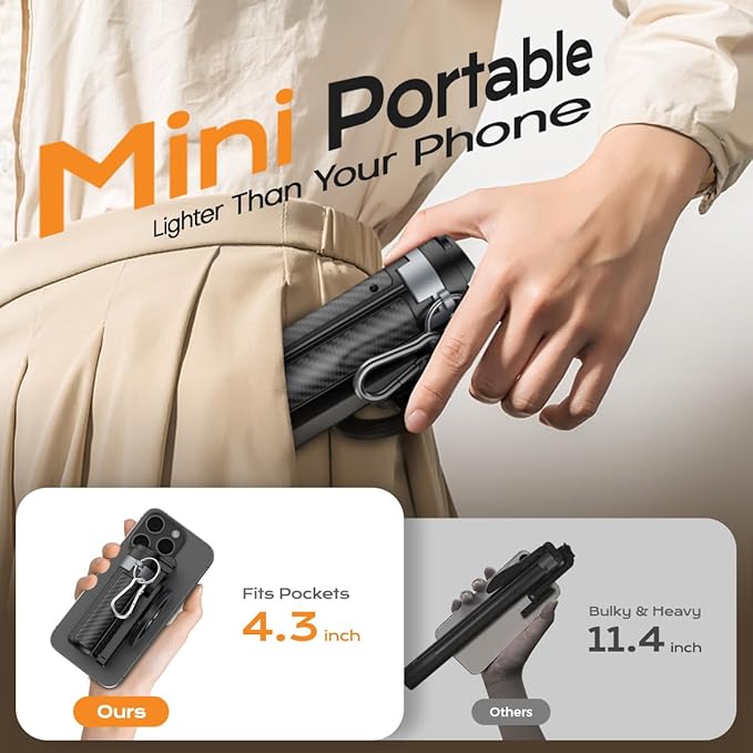 Mini Magnetic Selfie Stick,360° Rotation Carbon Fiber Cell Phone Tripod for MagSafe,Portable Magnet Selfie Stick with Remote Control,Extendable Small Travel Tripod Phone Stand for MagSafe Smartphones