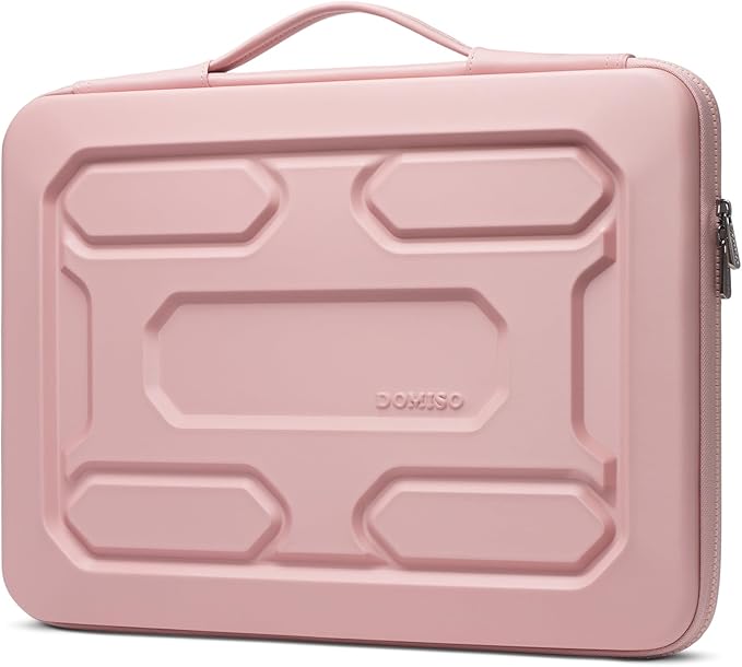 DOMISO 15.6 inch Laptop Sleeve with Handle Shockproof Waterproof EVA Protective Case for 15.6" Yoga 720 IdeaPad 310 320 ThinkPad T570/Legion 5 Gen 6/HP Envy 15/15.6" Notebooks, Pink