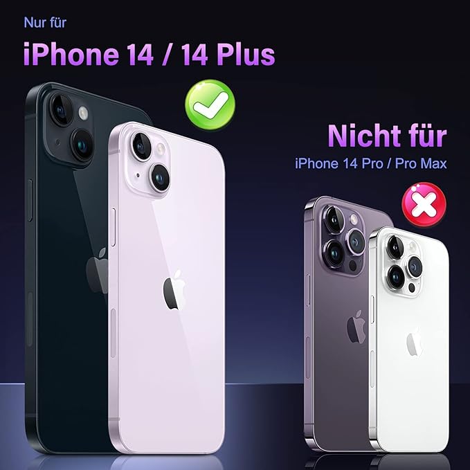 Uyiton for iPhone 14 /iPhone 14 Plus Camera Lens Protector, [Not for iPhone 14 Pro/14 Pro Max][Drop Protection] 9H Tempered Glass Camera Cover Screen Metal Ring Case Friendly Scratch Resistant - Black