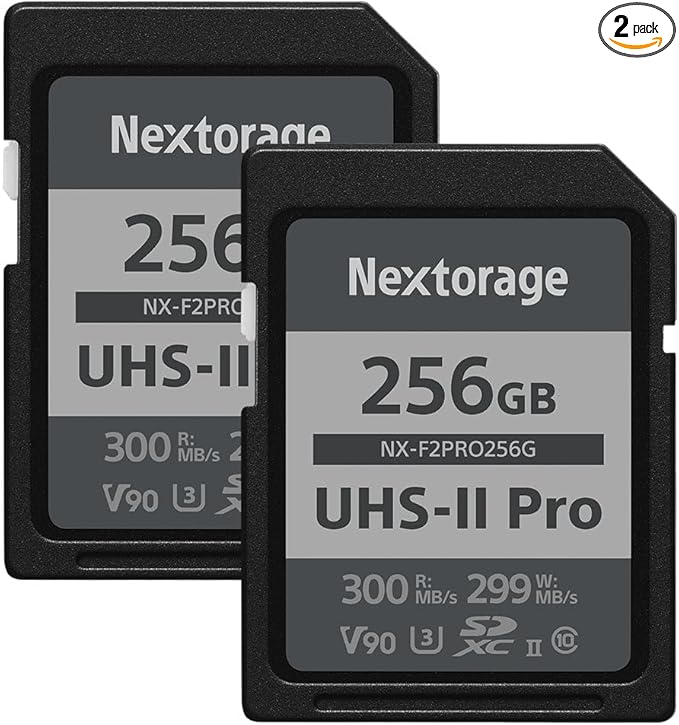 Nextorage 256GB SDXC UHS-II V90 SD Card Japanese Brand pSLC Max. Write Speed 299MB/s Max. Read Speed 300MB/s 4K Recording F2PRO Series 2PX-F2PRO256G SDXC Card for Digital Camera
