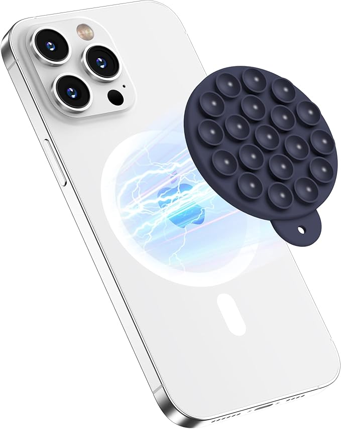 HSAOHD Magnetic Suction Cup Phone Mount, Compatible with MagSafe, Silicone Octo Cup Buddy Sticky Grip Holder for iPhone and Android, Removable Hands-Free Phone Stand Selfie/Video for TikTok, Red