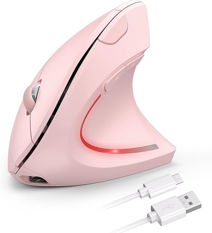 TECKNET Ergonomic Mouse Wireless, Rechargeable Mouse Wireless Silent for Carpal Tunnel Right Hand, 2.4GHz USB Vertical Mouse Wireless for Laptop, 5 Adjustable 4800 DPI, Computer, MacBook, Desktop
