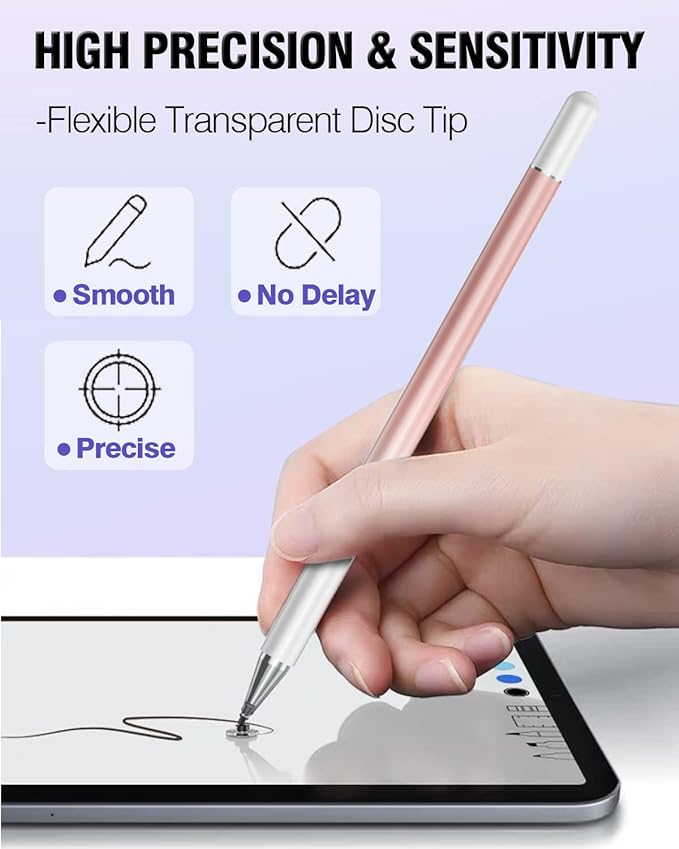 Stylus Pens for Touch Screens, 2 in 1 High Precision Universal Stylus Pen for iPad Compatible with Apple, iPhone, iPad, Android, Samsung Tablets, Phones, 3 Pack-Black,Gold,White