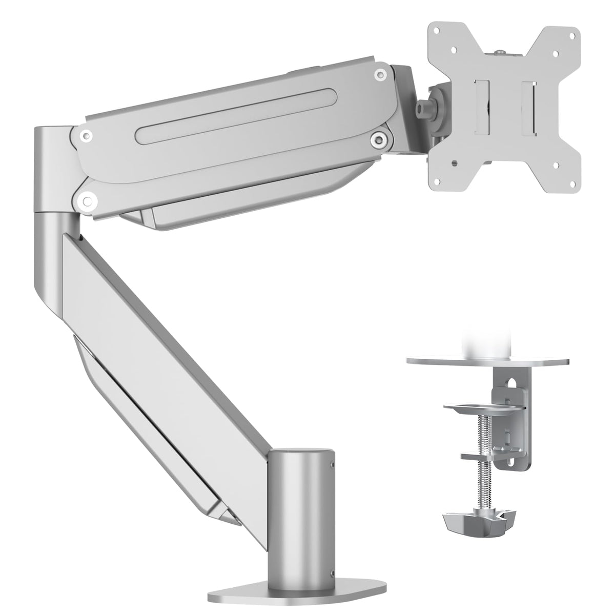 Suptek Monitor Mount Gas Spring Monitor Arm Desk Mount Fully Adjustable Fits 17 20 22 23 24 26 27 32 35 inch Monitors Weight Capacity up to 24.25 lbs, White