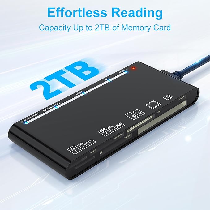 xD-Picture Card Reader USB 3.0, Multi-Card Reader for xD/CF/MS/SD/TF, 7-in-1 Memory Card Reader/Adapter for Windows, Mac, Linux (USB-A)