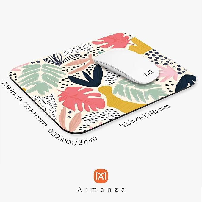 Square Mouse Pad Tropical Plants, Personalized Premium-Textured Custom Mouse Mat Design, Washable Mousepad Cloth, Non-Slip Rubber Base Computer Mouse Pads for Wireless Mouse