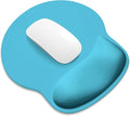 ITNRSIIET Ergonomic Mouse Pad with Wider Memory Foam Wrist Rest +17%, Curved Cushion Reduces Pressure 20%, Pain Relief, Non-Slip, Smooth, Cute Color Desk Accessory, 9.85 x 9 inch, Powder Blue
