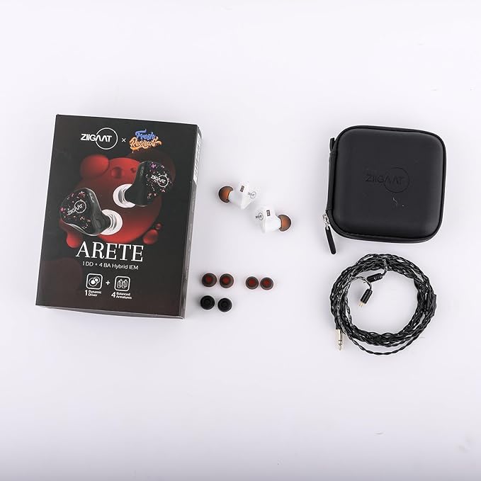 Linsoul ZiiGaat x Fresh Reviews Arete in Ear Monitor, 1DD+4BA Hybrid Earphone IEM, Wired Gaming Earbuds, Studio Monitor Tunning, with Detachable IEM Cable for Musician Audiophile (White)