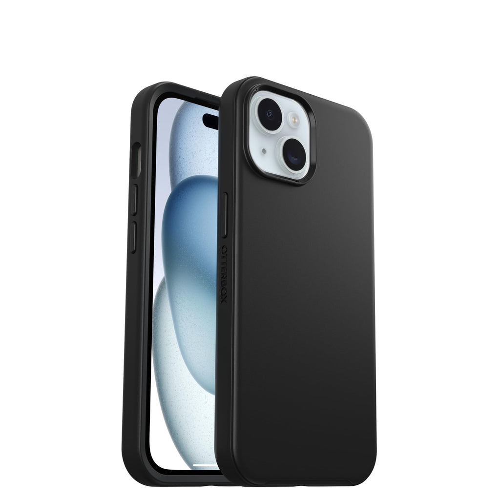 OtterBox iPhone 16e, 15, 14, & 13 Symmetry Series Case - Black, Snaps to MagSafe, Ultra-Sleek, Raised Edges Protect Camera & Screen