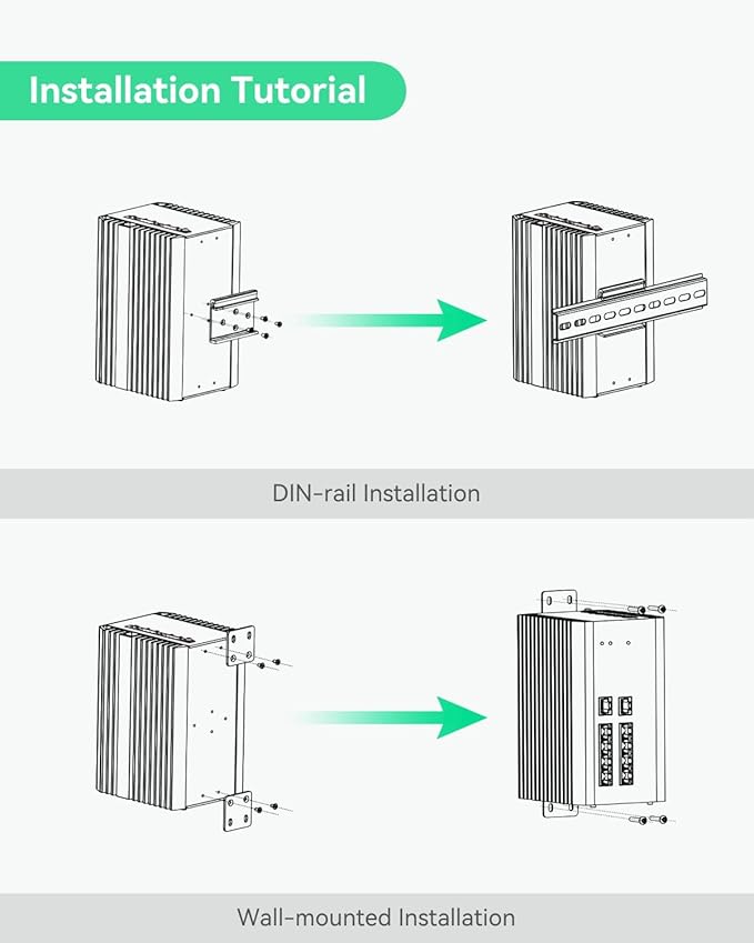 LINOVISION Industrial 8 Ports Gigabit Managed PoE Switch with DC12~57V Input, L2 Management, RS485 Serial Port, DC 12/24V Output, BT 90W Output