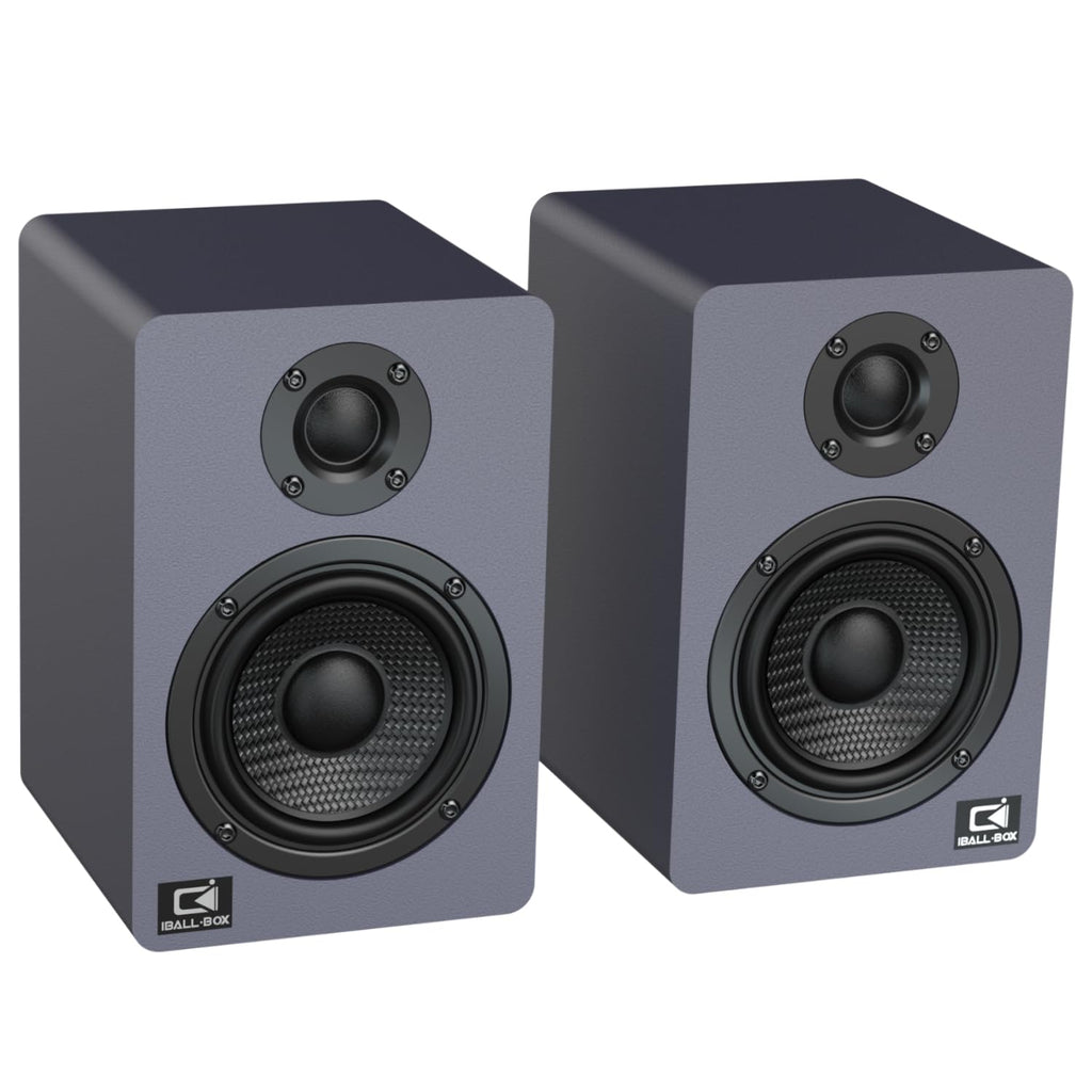 IBALL·BOX H2 Bookshelf Speakers, 60W Stereo, Record Player/Computers Speakers, DSP, Carbon-Fiber Woofer, Silk Tweeter, Optical/USB-C/AUX, Bluetooth 5.3, Slate Blue