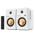 Prosonic BT30 White Bookshelf Speakers - Active Bluetooth 5.3 Powered Studio Monitors, 80W Desktop Computer Audio System with Optical/Coaxial/Aux for Turntable, Home Theater, TV & PC