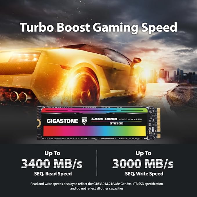 Gigastone M.2 SSD 1TB PCIe 3.0 NVMe SSD 3,400MB/s Internal Gaming Solid State Hard Drives Upgrade PC Laptop Storage High Speed Response for Gamers Graphic Design Creators IT Pros PCIe Gen3x4