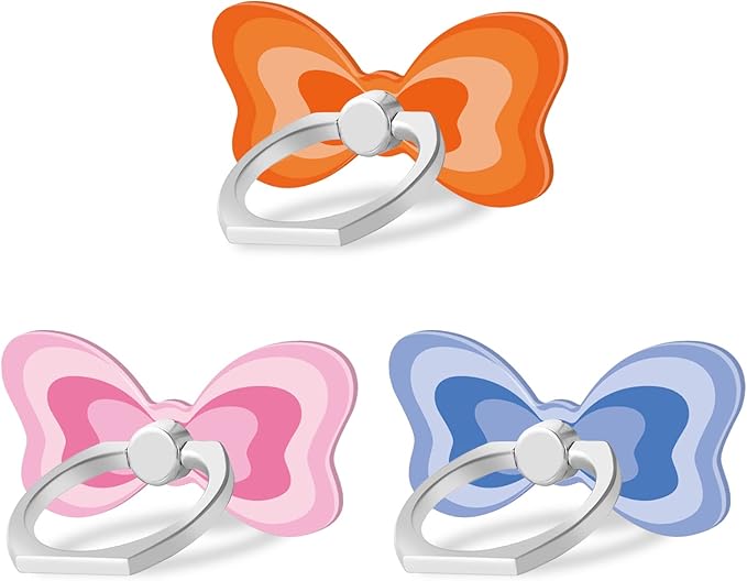Bonoma Butterfly Phone Ring Holder, 3 Pack Universal Finger Ring Stand Grip Kickstand Ring, 360° Rotation Universal Stylish Stand Compatible with All Smartphones