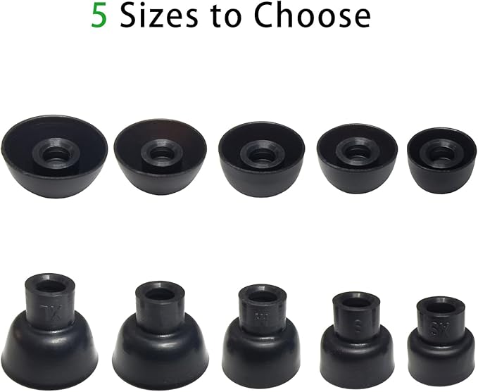 Silicone Earbuds Tips for Powerbeats Pro2 Replacement Ear Tips 10 Pairs XL/L/M/S/XS - Compatible with Beats Studio Buds/Beats Fit Pro/Solo Buds, Black
