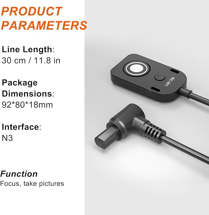 for Canon RS-80N3 Shutter Release Cable R5 R5C R5II 5DIV 5D3 5D2 6DII Remote Camera Small Shutter Release Control 11.8in/30cm Cable Remote Wired Button 1DX Mark II,1ds ii (RC301-N3 11.8in/30cm)