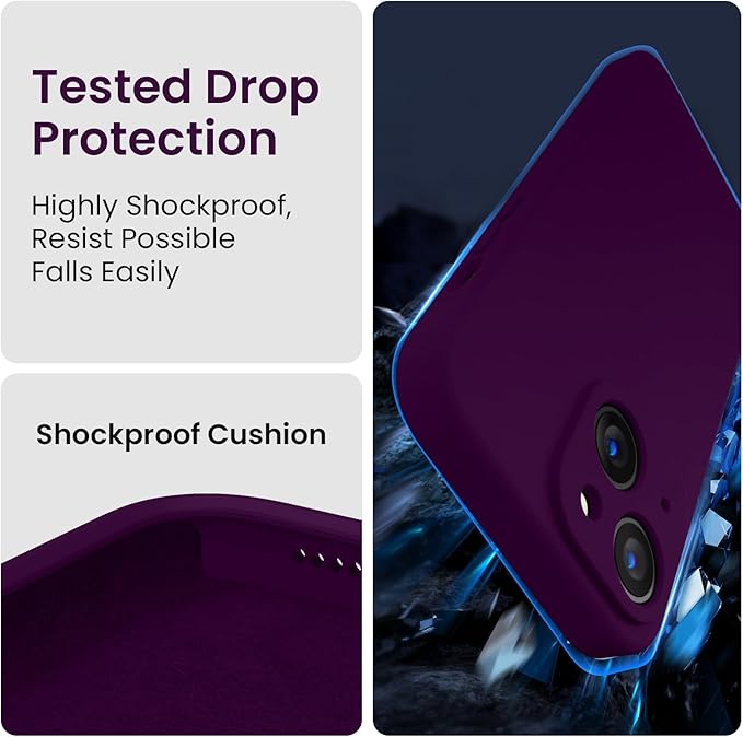 FireNova Designed for iPhone 14 Case, Silicone Upgraded [Camera Protection] Phone Case with [2 Screen Protectors], Soft Anti-Scratch Microfiber Lining Inside, 6.1 inch, Wine Red
