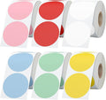 6 Rolls 2 Inch 6-Color Assorted Circle Direct Thermal Stickers Labels, Self-Adhesive Round Direct Thermal Labels for Business, DIY, Code, Name Tag, Envelope Seal - 4500 Labels