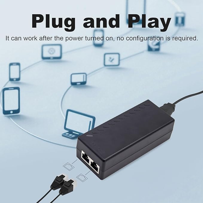 Gigabit PoE+ Injector Adapter - 30W 48V Power Over Ethernet Plus - 10/100/1000Mbps, IEEE 802.3af/at Compliant - Up to 100 M (328 ft) Range, by ThePoEstore