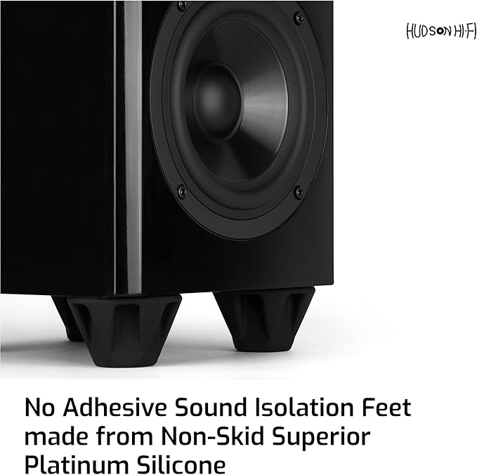 Speaker Isolation Feet – 4-Pack 1.5" Bigfoot Rubber Pads – Non-Adhesive Anti-Vibration Feet for Turntables, Subwoofers, Amplifiers – 50 Duro Non-Skid Bumpers for Audio Equipment