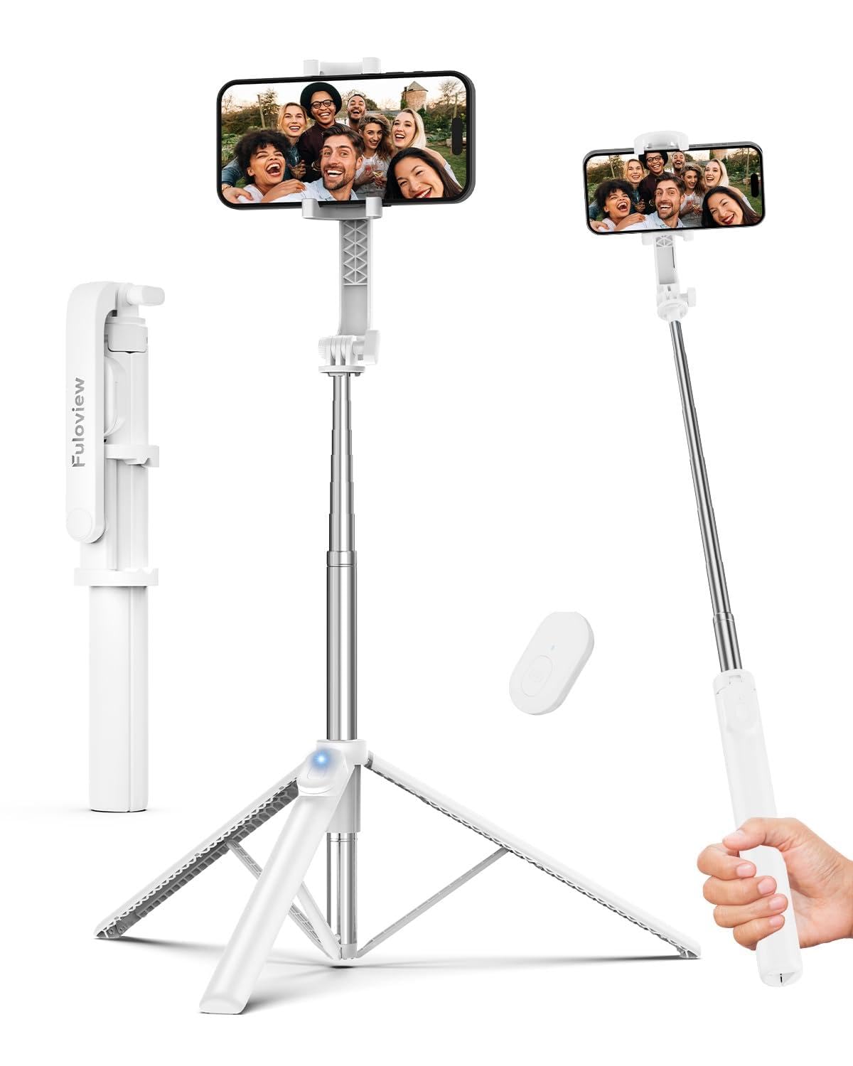 Fuloview 67” Selfie Stick Tripod for iPhone, Lightweight Travel Phone Tripod with Wireless Remote, Extendable Cell Phone Stand for Photography, Video & Live Streaming – Black
