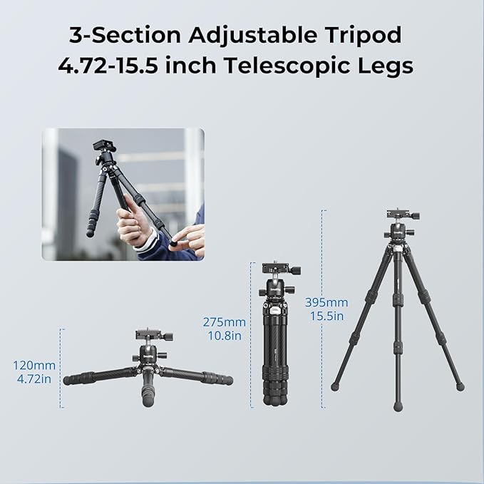 SmallRig Carbon Fiber Mini Desktop Tripod with 360° Ball Head