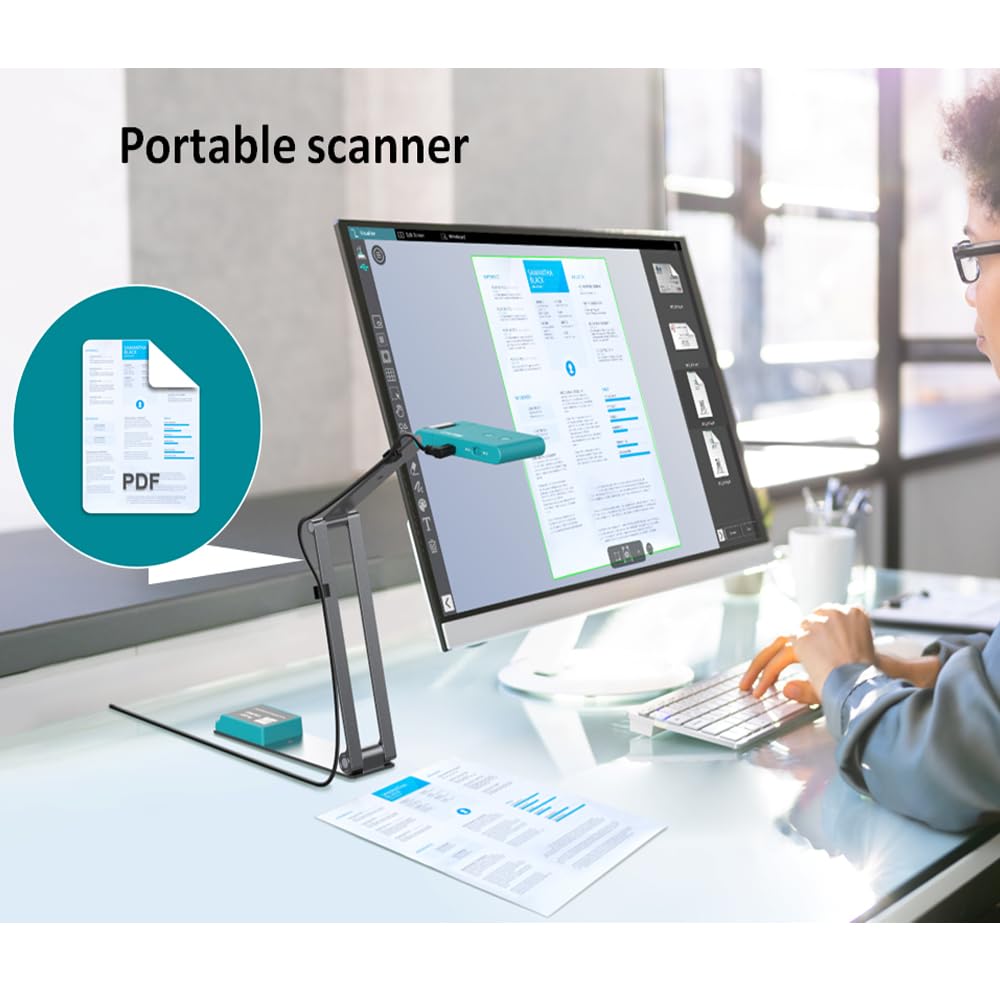 IRIScan Visualizer 7 Grey 4K 13MP USB Document Camera for Teaching and Distance Learning, Portable A3 Scanner for Windows and Mac