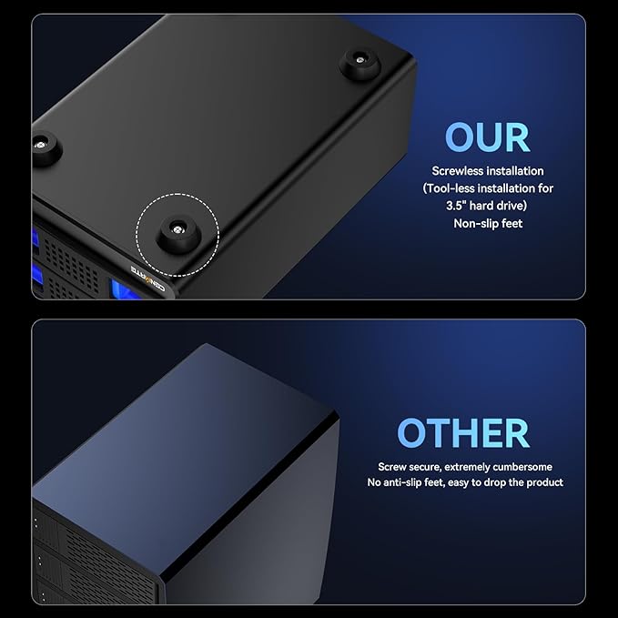 Aluminum Dual Bay 10Gbps Hard Drive Enclosure with Cooling Fan for 2.5“/3.5" SATA HDD/SSD with USB A/C 3.2 Gen 2, Support Hot Swappable, Daisy Chain Expansion, Tool-Free, DAS(NO RAID/NAS)