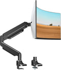 MOUNTUP Single Monitor Mount fits 49 45 44 43 42 40 39 37 34 inch Ultrawide Screen, Holds 6.6-33lbs, Computer Monitor Arm Desk Mount, Heavy Duty Gas Spring Monitor Stand with C-clamp/Grommet Base