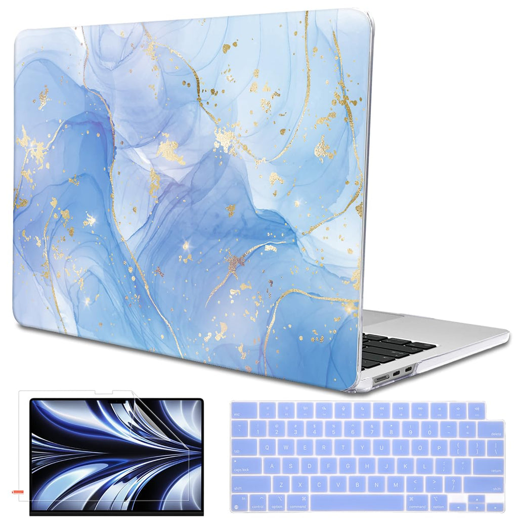 LCMOCICO for MacBook Air 13 inch Case M5 M4 M3 M2 Chip 2026 2025-2022 Release A3449 A3240 A3113 A2681, Scratch Resistant Hard Shell Protective Laptop Cover for Mabook Air 13.6 M5 2026, Blue Marble