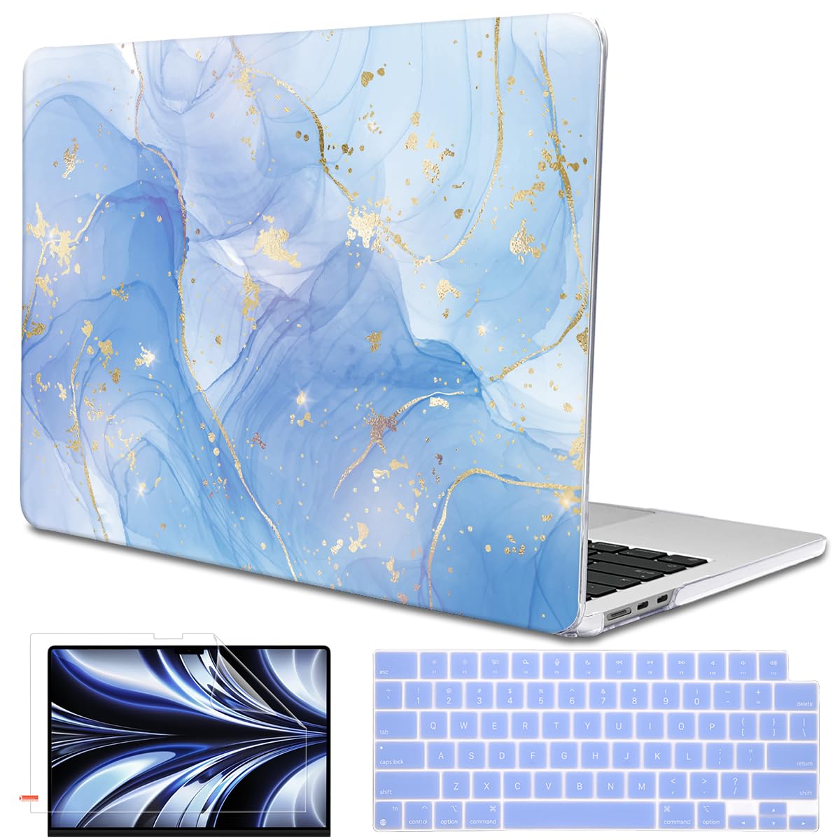 LCMOCICO for MacBook Air 13 inch Case M5 M4 M3 M2 Chip 2026 2025-2022 Release A3449 A3240 A3113 A2681, Scratch Resistant Hard Shell Protective Laptop Cover for Mabook Air 13.6 M5 2026, Blue Marble