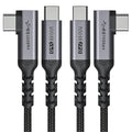 USB C to USB C Cable 100W,[2-Pack 6.6ft Right Angle] USB 3.1 Fast Charging Cord 90 Degree 20V/5A Type C PD Cable Compatible for iPhone 15/15 Plus/15 Pro/15 Pro Max/MacBook Pro 2022