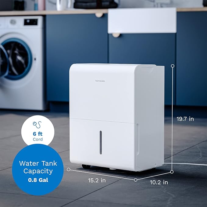 hOmeLabs 1,500 Sq. Ft White Dehumidifier for Medium to Large Rooms and Basements