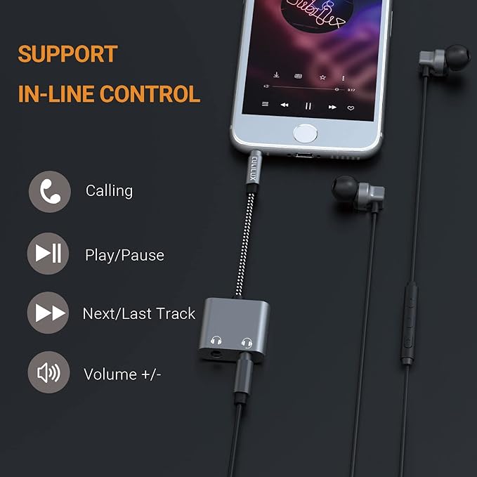 Cubilux 3.5mm Male to Dual Female Headphone Jack Splitter for Sharing Music, 2-Way 1/8” Stereo Audio Y Adapter, Compatible with MacBook iPad PC Computer Phone Laptop Tablet PS4 PS5 Xbox One/360