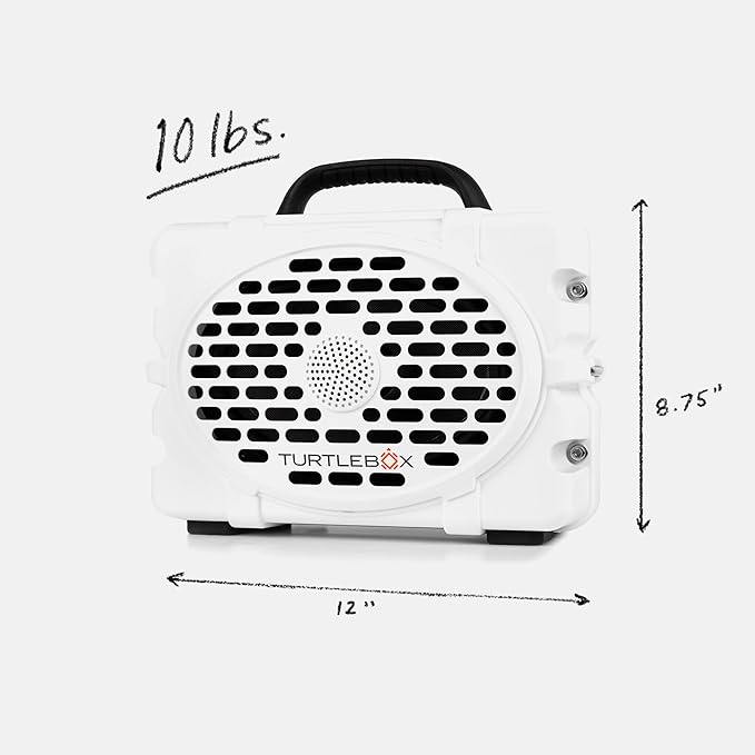 Turtlebox Original Gen 3: Portable Outdoor Bluetooth Speaker – Ultra-Loud (120dB), Waterproof (IP67), Rugged, Impact-Resistant, 3-Day Battery | Party Mode: Unlimited Pairing Stereo, White/Seafoam