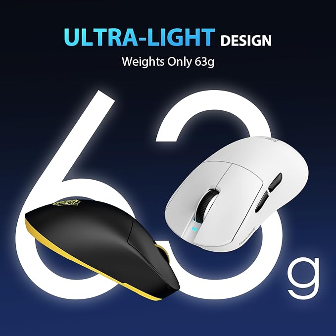 Transformers GM04 63g Lightweight Wireless Gaming Mouse, 12000 DPI, PAW3311 Sensor, 100h Battery Life, 2.4G/USB-C/Bluetooth Wireless Mouse with 5 Programmable Buttons for PC/Mac/Laptop(Black)