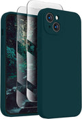 FireNova Designed for iPhone 13 Case, Silicone Upgraded [Camera Protection] Phone Case with [2 Screen Protectors], Soft Anti-Scratch Microfiber Lining Inside, 6.1 inch, Teal