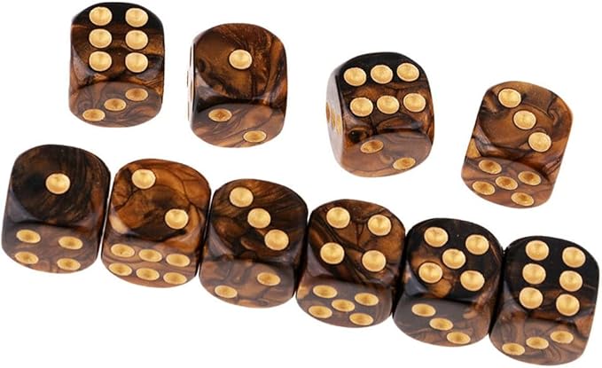 20PCS Polyhedral D6 Dice 16mm Acrylic 6 Sided Dice Game Dice for RPG MTG DND Dice Table Games (Green Black and Black Gold)