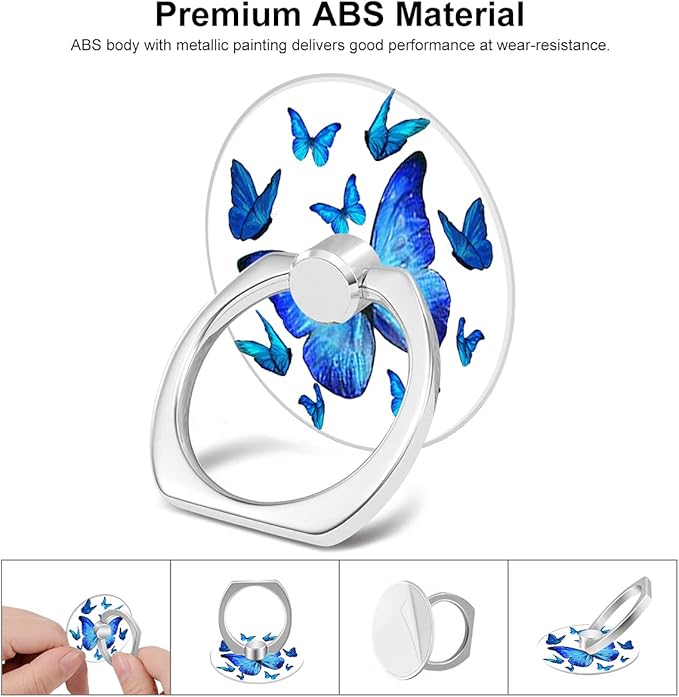 Bonoma Phone Ring Holder, 3 Pack Universal Finger Ring Stand Grip Kickstand Ring for All Smartphones (Butterfly B)