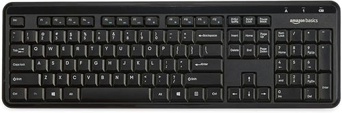 Amazon Basics 2.4GHz Wireless Keyboard and Mouse Combo Set, Quiet and Compact US Layout, Plug and Play, Unifying USB Receiver, Black