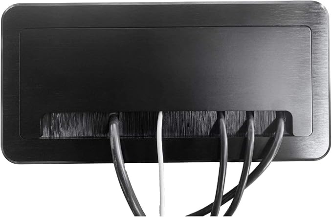 ZESHAN Cable Cubby Conference Table Power Box with 45 Degree Angle Convenient Plug-in Socket, Power Fully Enclosed Bottom Box Power Socket, USB, HDMI, RJ45