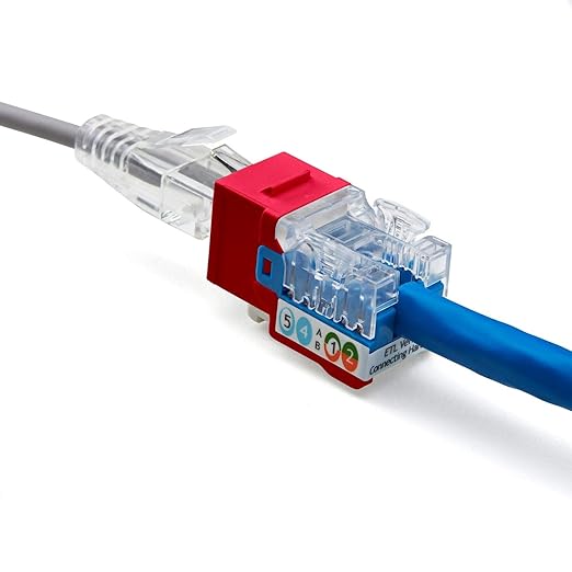 trueCABLE Cat6 Keystone Jack, Unshielded (UTP), 90 Degree Punch-Down, PoE++ (4PPoE) 100W, UL Listed, ETL Verified, ANSI/TIA Certified, Modular RJ45 Female, Red, 12 Pack