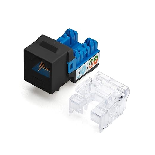 trueCABLE Cat6 Keystone Jack, Unshielded (UTP), 90 Degree Punch-Down, PoE++ (4PPoE) 100W, UL Listed, ETL Verified, ANSI/TIA Certified, Modular RJ45 Female, Black, 12 Pack