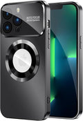 Magnetic for iPhone 13 Pro Case, Built-in Camera Lens Protector, Compatible with MagSafe, Logo View, Military Grade Protective Phone Cover, Black