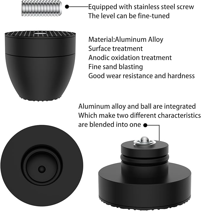 Audiocrast 4X HiFi Speaker Spikes Stand Feet Pads 30x33mm Isolation Feet, Aluminum Speaker Shock Absorber for Subwoofer Amp Turntables DAC