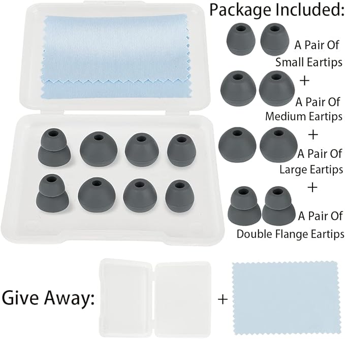 Earbud Tips Earbud Replacement Tips Replacement Earbud Tips Earbud Covers Replacement Ear Pads Earbud Rubber Tips Ear Tips for Powerbeats Pro Beats Wireless Earphone Headphones 4 Pairs (Dark Gray)