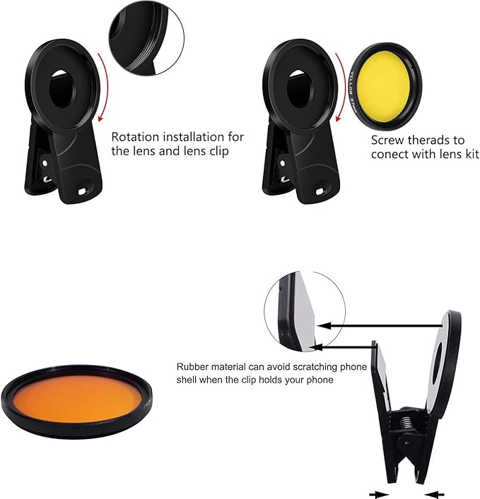 Reef Coral Lens Phone Kits for Phone 7 Lenses Kit 1 Dust Shield Case 2 Lens Clips