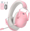 Wireless Gaming Headset for PS5, PS4, PC, NES, Bluetooth 5.3 Gaming Headsets Wireless with Noise Canceling Microphone, Gamer Headphones for Nintendo Switch, 50H Battery - Pink